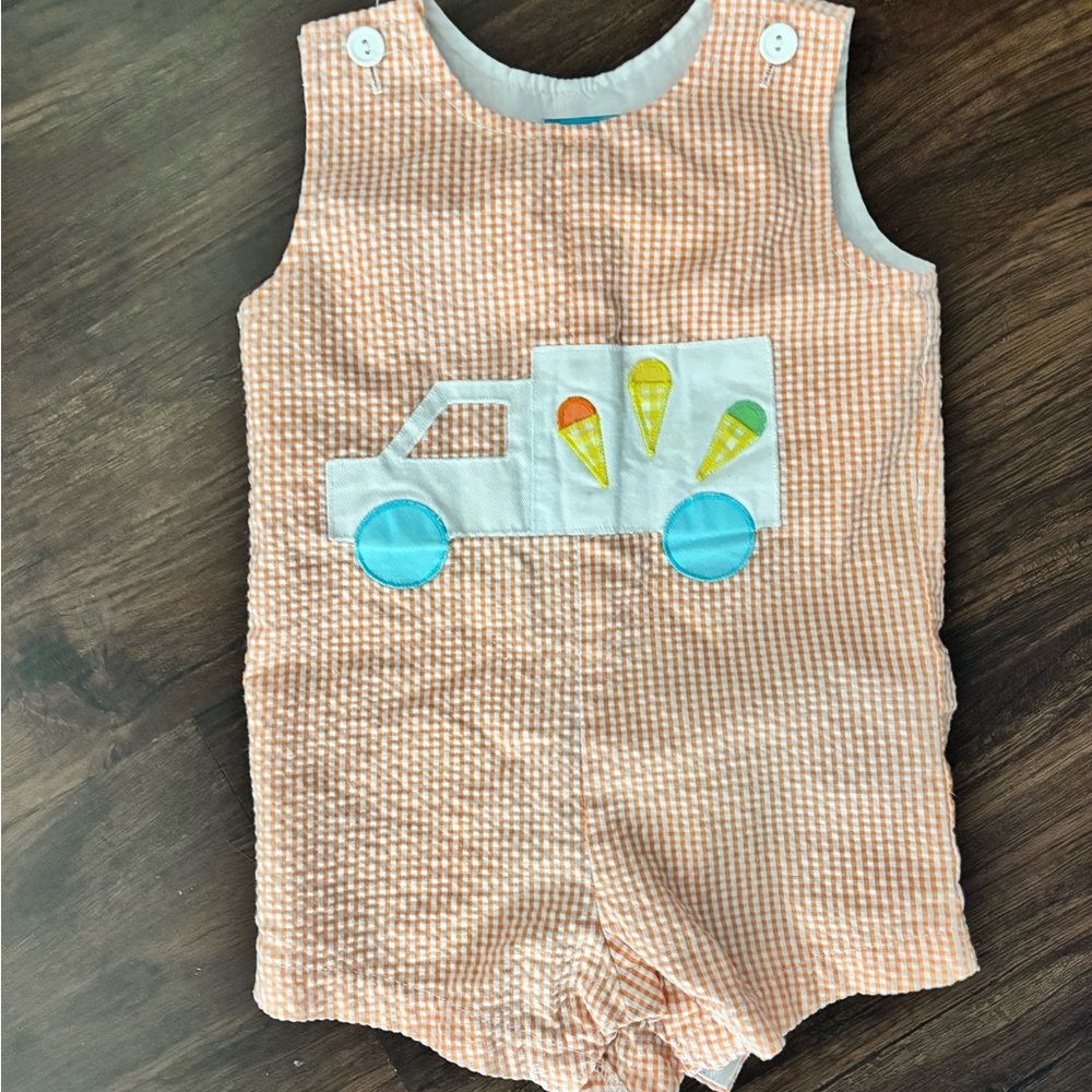 Vintage Orange Gingham Baby Romper